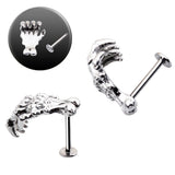 Maxbell 1 Pair Stainless Steel Skull Internally Threaded Labret Lip Tragus Ring Stud