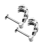 Maxbell 1 Pair Stainless Steel Skull Internally Threaded Labret Lip Tragus Ring Stud
