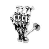 Maxbell 1 Pair Stainless Steel Skull Internally Threaded Labret Lip Tragus Ring Stud