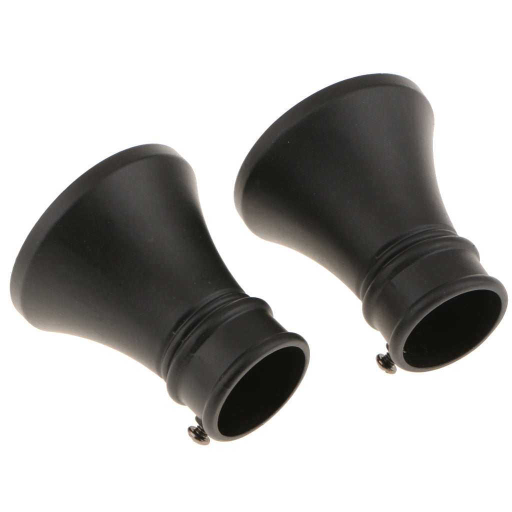 Maxbell 2Pcs Aluminum Alloy Window Curtain Pole End Drape Rod Finals Head for Rods with Dia. 28mm Horn#Black