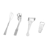 Maxbell Durable Stainless Steel Kitchen Ware Set Cutlery Tableware Clamp Device Melon Scraper Bottle Opener Eggbeater Tools 4Pcs