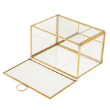 Maxbell Modern Style Geometric Glass Copper Jewelry Box Succulent Plants Planter Table Decoration