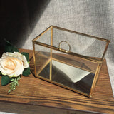 Maxbell Modern Style Geometric Glass Copper Jewelry Box Succulent Plants Planter Table Decoration