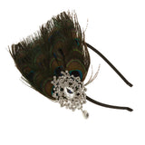 Maxbell Peacock Feather Rhinestone Headband Hair Clip Dance Party Wedding Hair Wear