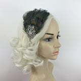 Maxbell Peacock Feather Rhinestone Headband Hair Clip Dance Party Wedding Hair Wear