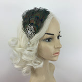 Maxbell Peacock Feather Rhinestone Headband Hair Clip Dance Party Wedding Hair Wear