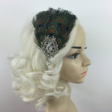 Maxbell Peacock Feather Rhinestone Headband Hair Clip Dance Party Wedding Hair Wear