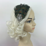 Maxbell Peacock Feather Rhinestone Headband Hair Clip Dance Party Wedding Hair Wear