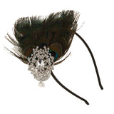 Maxbell Peacock Feather Rhinestone Headband Hair Clip Dance Party Wedding Hair Wear