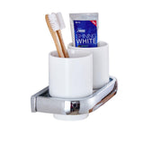 Maxbell Boothbrush Holder - Strong Stainless Steel Toothpaste and Holder for Bathroom & Kitchen - Can be Mounted on Clean Flat Smooth Surface - (Chrome)