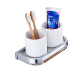 Maxbell Boothbrush Holder - Strong Stainless Steel Toothpaste and Holder for Bathroom & Kitchen - Can be Mounted on Clean Flat Smooth Surface - (Chrome)