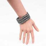 Maxbell Vintage Crystal Rhinestone Tibetan Silver Wide Stretch Bracelet Bangle