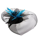 Maxbell Women Mini Top Hat Feather Fancy Dress Burlesque Halloween Costume Party Black