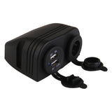 Maxbell 1pcs Black Waterproof DC 12V Dual CAR Boat Cigarette Lighter Power Socket USB Charger