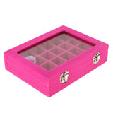 Maxbell 24 Slot Velvet Jewelry Display Box Ear Rings Nail Art Tips Sticker Organizer