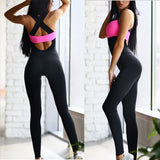 Maxbell Women Ladies Sports Fitness Leggings Exercise Yoga Jumpsuit S Black and Rose Red