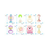 Maxbell 8PCS/SET Baby Rattles Teether Toy Baby Newborn Toddler Infant Developmental Toys Multi-Color A