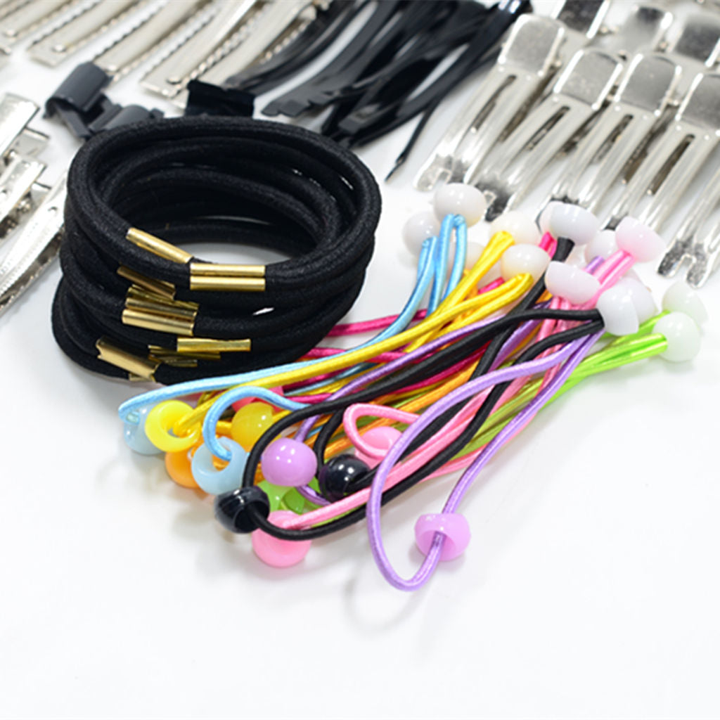 Maxbell 104 Pieces Wholesale Elastic Hair Ties Band Ropes Ring Ponytail Holder Barettes Snap Clip Alligator Lined Clips DIY Hair Accessories