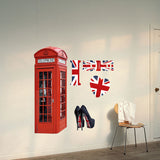 Maxbell 3D Telephone Booth Wall Decal Stickers Kids Room Decor