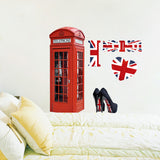 Maxbell 3D Telephone Booth Wall Decal Stickers Kids Room Decor