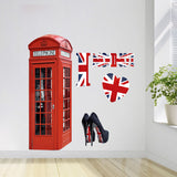 Maxbell 3D Telephone Booth Wall Decal Stickers Kids Room Decor