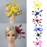 Maxbell Women Lady Wedding Party Bridesmaid Hair Decor Hair Styling Fascinator Feather Hair Clip Wedding Brooch Pin Accessory Rose Red