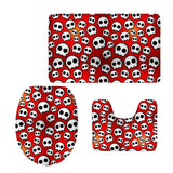 Maxbell Set of 3PCS Home Bathroom Toilet Table Kitchen Use Skull Pattern Design Toilet Covers Non-slip Bathmat Carpet Rug #2