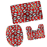 Maxbell Set of 3PCS Home Bathroom Toilet Table Kitchen Use Skull Pattern Design Toilet Covers Non-slip Bathmat Carpet Rug #2