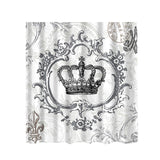 Maxbell Home Hotel Bathroom Shower Room Decor Retro Fabric Shower Curtains With 12 Hooks Fashionable Crown Print Charms