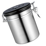 Maxbell 1.5L Capacity Stainless Steel Coffee Tea Canister Jar Box Sugar Storage Pot Seal Can for Home Hotel Office Use Silver