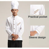 Maxbell Men Fashionable Hotel Restaurant Kitchen Chef Uniform Wear Clothing Jacket Coat Long Sleeves White Size M