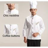 Maxbell Men Fashionable Hotel Restaurant Kitchen Chef Uniform Wear Clothing Jacket Coat Long Sleeves White Size M