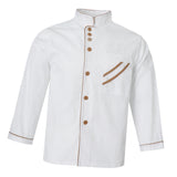 Maxbell Men Fashionable Hotel Restaurant Kitchen Chef Uniform Wear Clothing Jacket Coat Long Sleeves White Size L