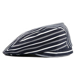 Maxbell Fashion Unisex Chef Hat Catering Baker Cook Duckbill Beret Golf Cap Blue White Stripes