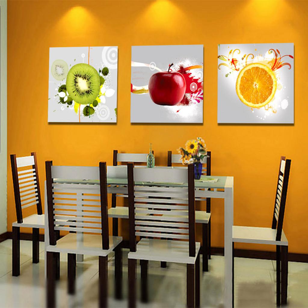 Maxbell 1 Set of 3PCS Canvas Modern Home Bedroom Office Wall Decor Wall Art Painting Picture Fruits Print Pattern Charms 30x30cm