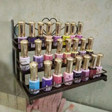 Maxbell Home Shop Use Women Perfume Lipsticks Nail Polish Storage 3 Tiers Metal Nail Polish Display Wall Rack Organizer Holds 24 Bottles Brown