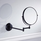 Maxbell Easy Install Bathroom Wall Mounted Round Base Design Magnifying Dual Side Adjustable Makeup Beauty Mirror Black