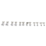 Maxbell 6 Pairs/Set Rhinestone Crystal Zircon Earrings Sets Women Ear Stud Jewelry