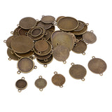 Maxbell 48 Pieces Bronze Blank Round Photo Cabochon Bezel Pendants Tray Blanks Base with Double Bail DIY Jewelry Making Accessories 12mm-25mm