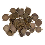 Maxbell 48 Pieces Bronze Blank Round Photo Cabochon Bezel Pendants Tray Blanks Base with Double Bail DIY Jewelry Making Accessories 12mm-25mm