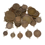 Maxbell 48 Pieces Bronze Blank Round Photo Cabochon Bezel Pendants Tray Blanks Base with Double Bail DIY Jewelry Making Accessories 12mm-25mm