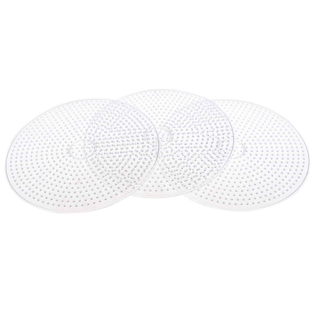 Maxbell 3 Piece 15cm Large Round Fuse Beads Boards Clear Plastic Pegboards Peg Board for Kids DIY Craft Educational Toys