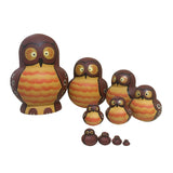 Maxbell 10 PCS Cute Cartoon Owl Pattern Handmade Wooden Russian Nesting Dolls For Kids Toy