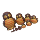 Maxbell 10 PCS Cute Cartoon Owl Pattern Handmade Wooden Russian Nesting Dolls For Kids Toy