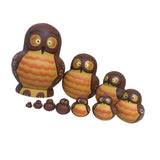 Maxbell 10 PCS Cute Cartoon Owl Pattern Handmade Wooden Russian Nesting Dolls For Kids Toy