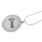 Maxbell Wedding Party Round Circle Lettering Groom Pendant Necklace for Wedding Gift