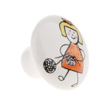 Maxbell Knit Girl Pattern Ceramic Knobs Door Handle Cabinet Drawer Cupboard Pull