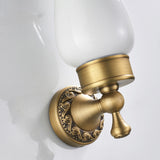 Maxbell Antique Brass Carved Flower Wall Mounted Ceramic Bathroom Single Cup Toothbrush Holder