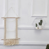 Maxbell Macrame Tassel Wall Hanging Handmade Cotton Knitted Woven Wall Art Tapestry Boho Home Decor with Wood Stick for Kids Room Living Room