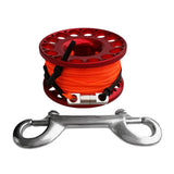 Maxbell Ultralight Red Aluminum Alloy Scuba Diving Reel Spool w/ 30m Line, Stainless Steel Dual End Bolt Snap Clip - Compact & Portable